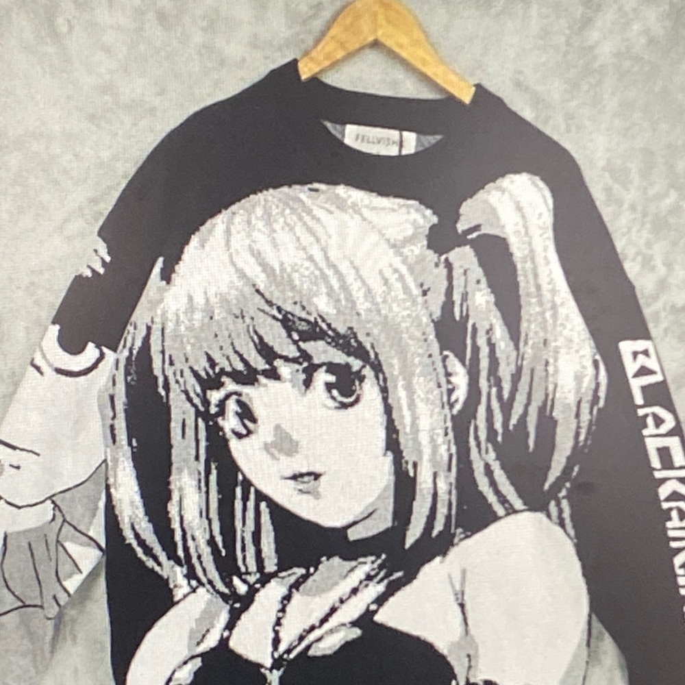 Anime Graphic Black Crewneck Sweater